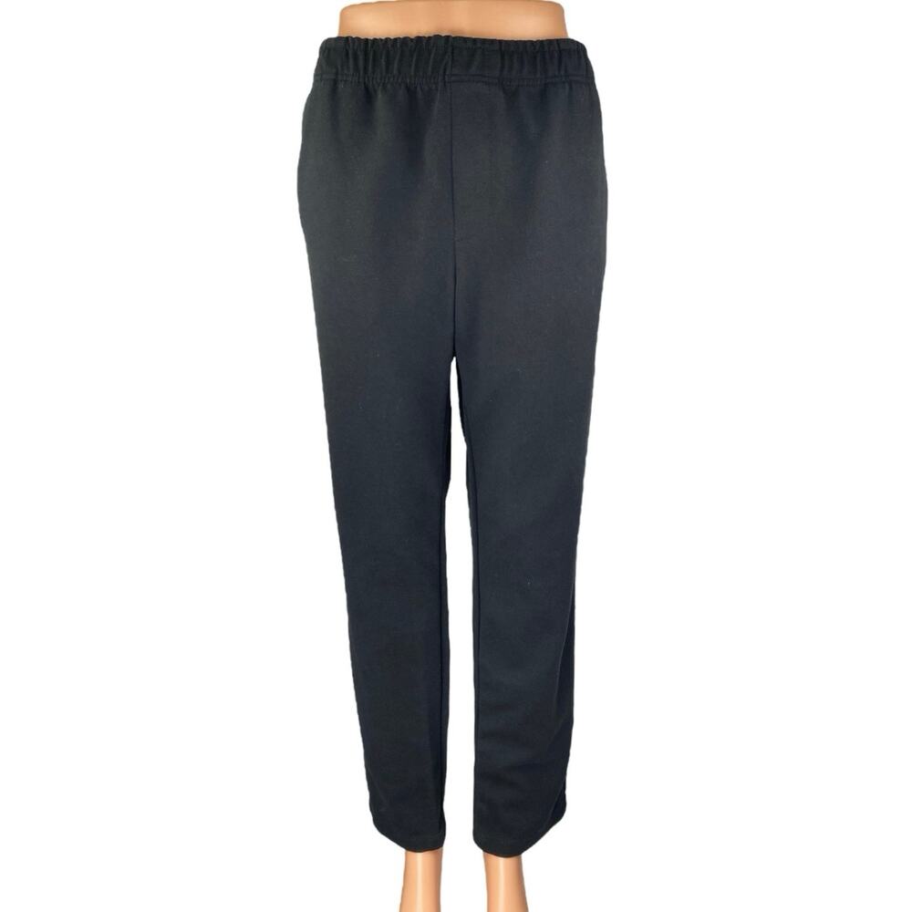 Zara Women's Black High Rise Elastic Waist Straight Leg Pull On Trousers Pants L